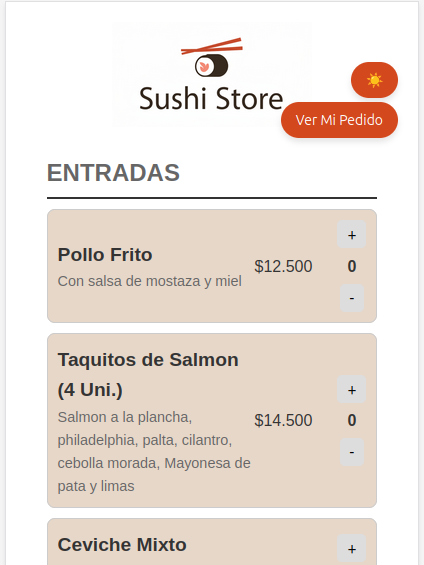 Vista previa demo menu sushi