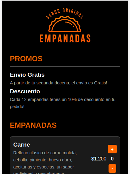 Vista previa demo menu empanadas